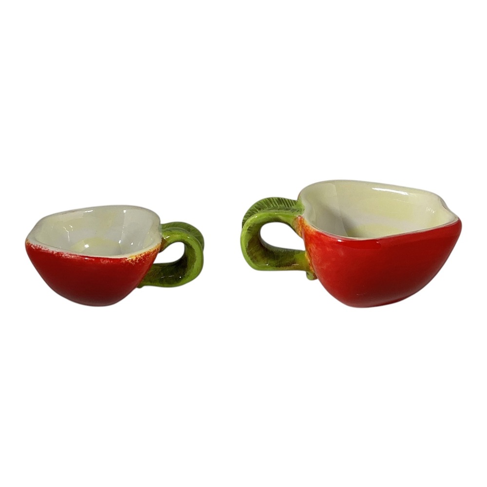 Red Apple Ceramic Measuring Cups Set of 4 Hanging Nesting Kitchen Decor - Picture 9 of 13